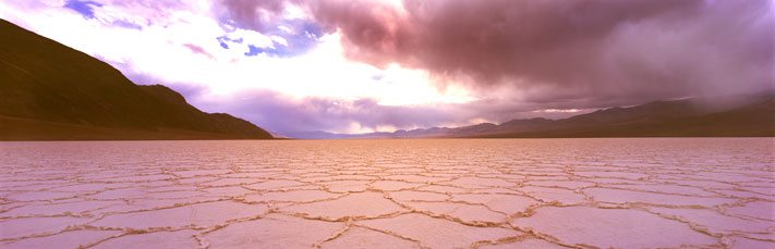 Panoramic Landscape Photography Winter Storm at Badwater, Dearh Valley
